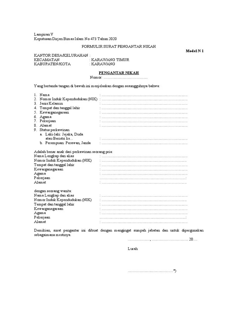 Formulir N1-N6 No.473 Tahun 2020 | PDF