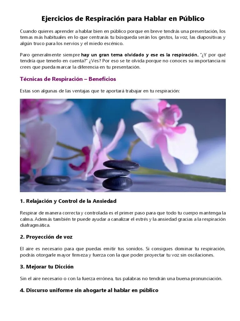 Ejercicios De Respiración Para Hablar En Público | PDF | Pulmón ...