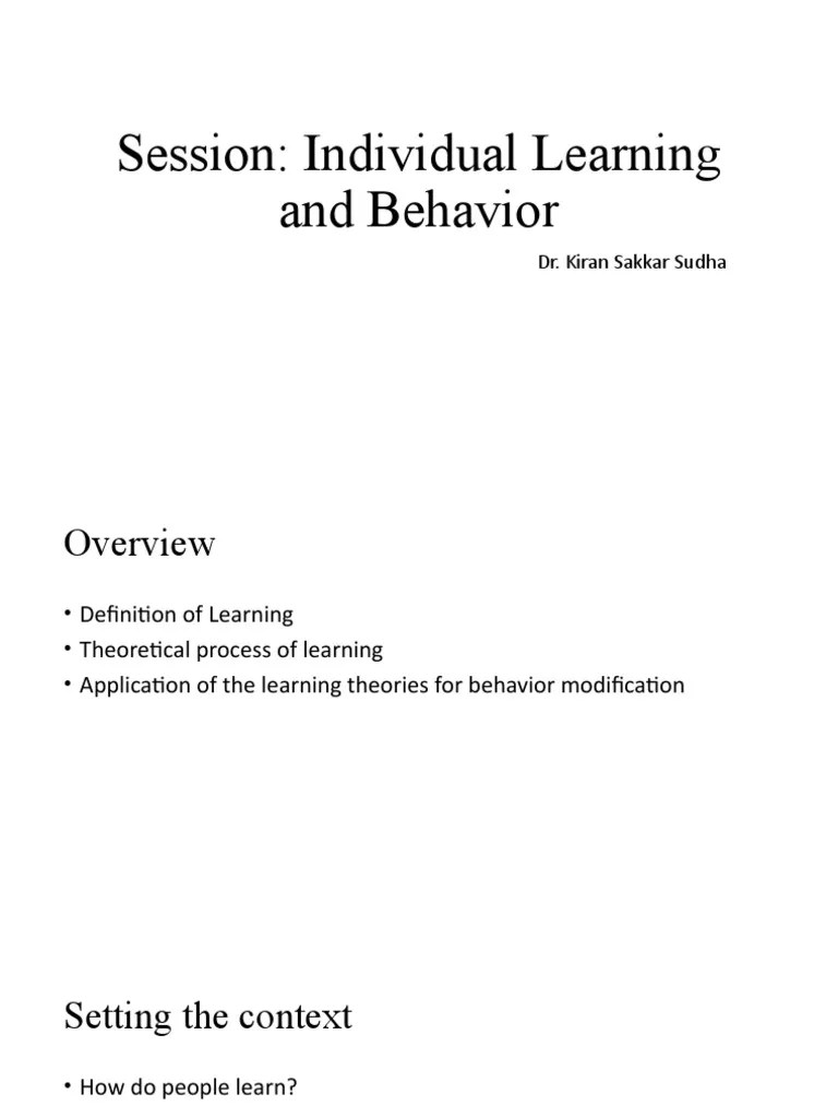 Individual Learning And Behavior-Psychology | PDF | Classical ...