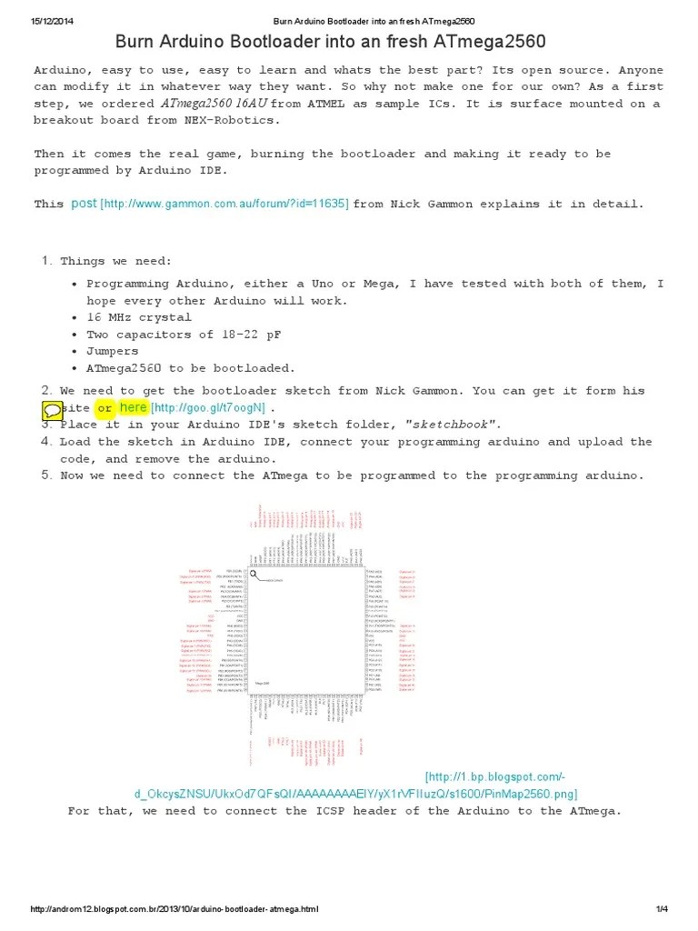 Tutorial Burn Arduino Bootloader Into An Fresh ATmega2560 | PDF ...