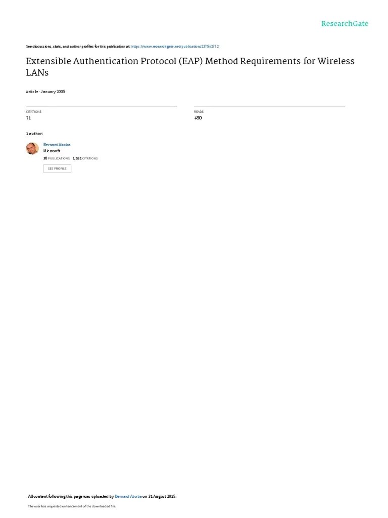 Extensible Authentication Protocol EAP Method Requ | PDF | Cyberwarfare | Security
