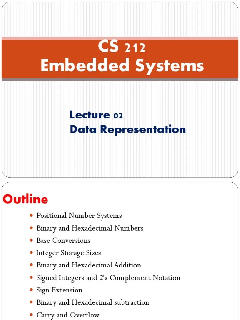 CS 212 Embedded Systems: Data Representation | PDF | Integer (Computer ...