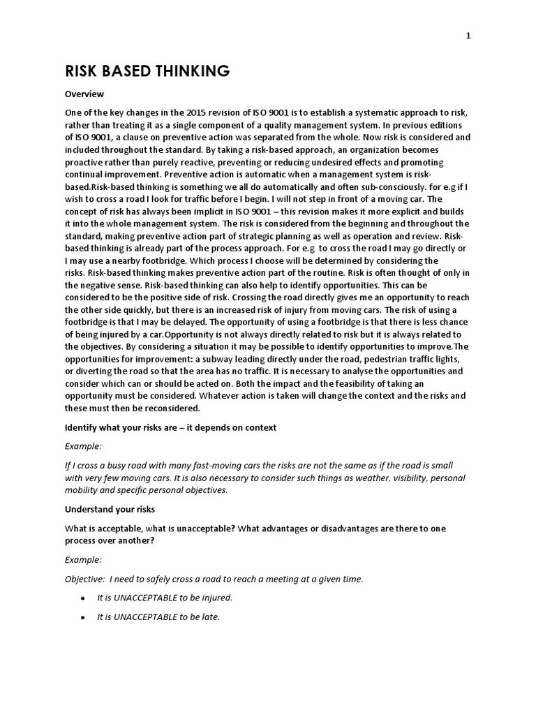 Risk-Based Thinking | PDF | Iso 9000 | Risk