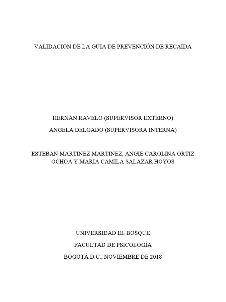 Validación De La Guia De Prevención De Recaida | PDF | La Dependencia ...