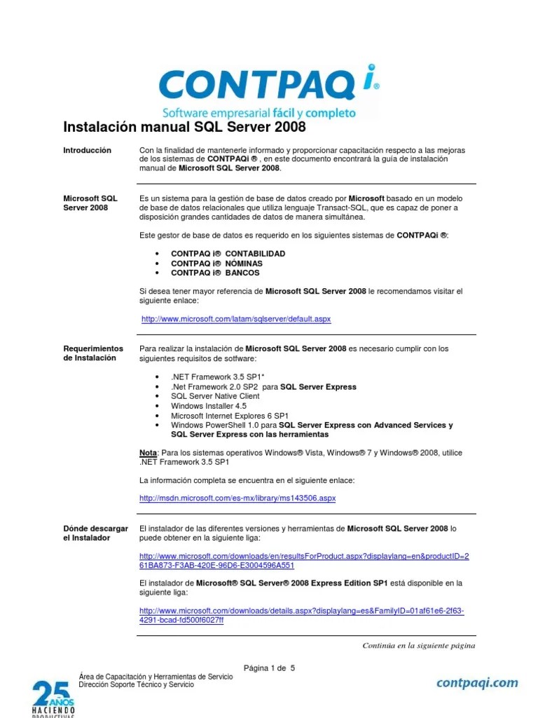 Instalacion Manual SQL Server 2008 | Descargar Gratis PDF | Servidor ...