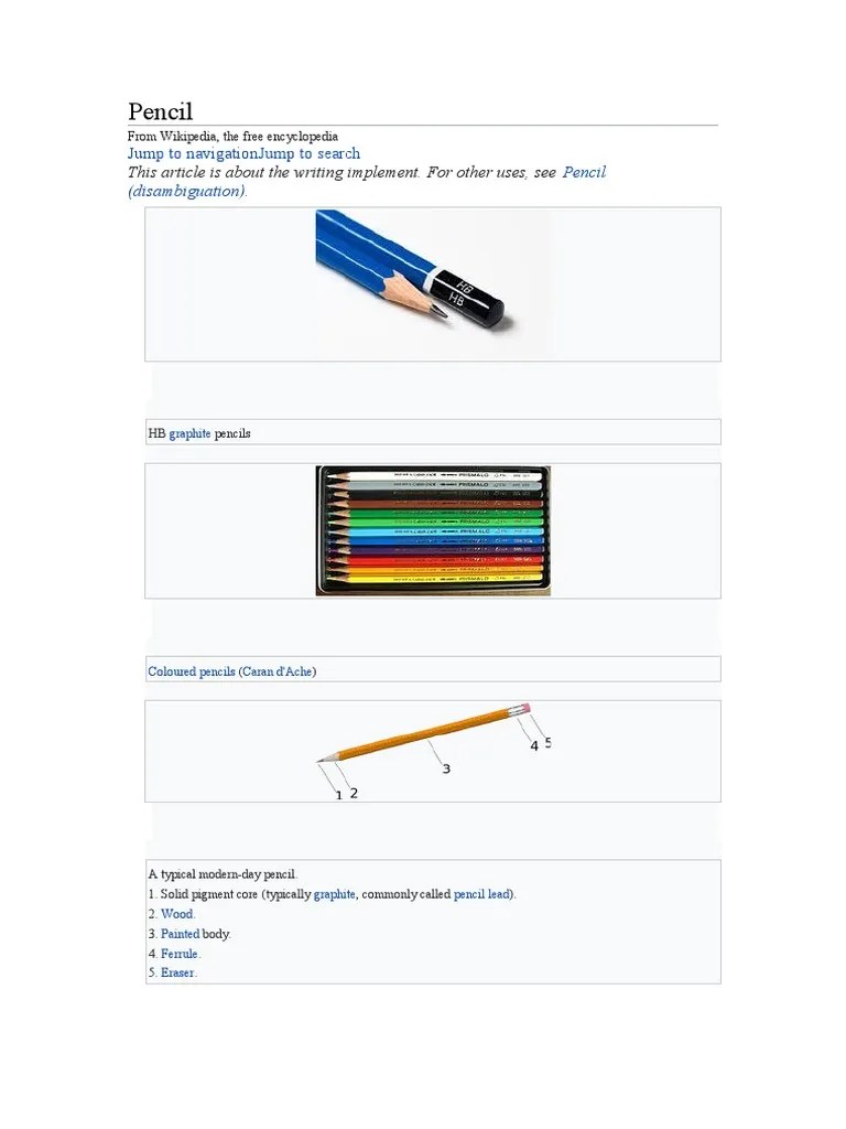 Pencil: This Article Is About The Writing Implement. For Other Uses ...