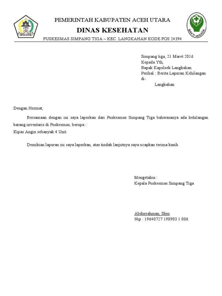 Surat Laporan Kehilangan | PDF