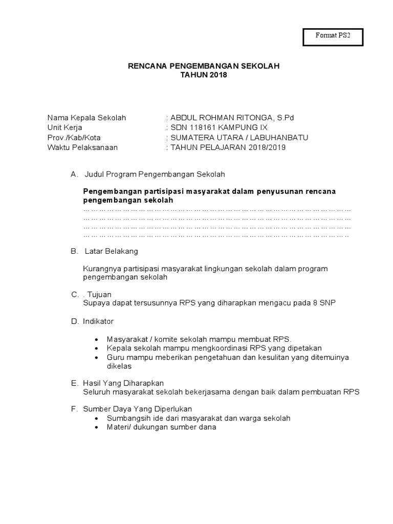 Rencana Pengembangan Sekolah | PDF