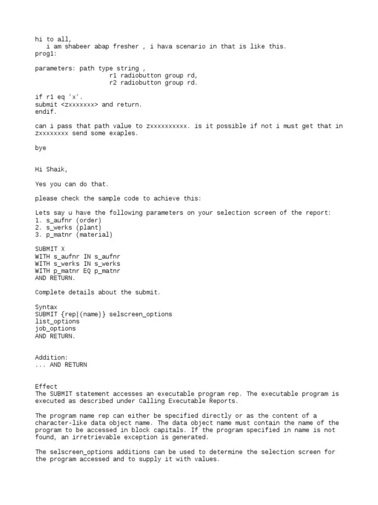 How To Submit Can I Pass Parameter Value To Another Program | PDF ...