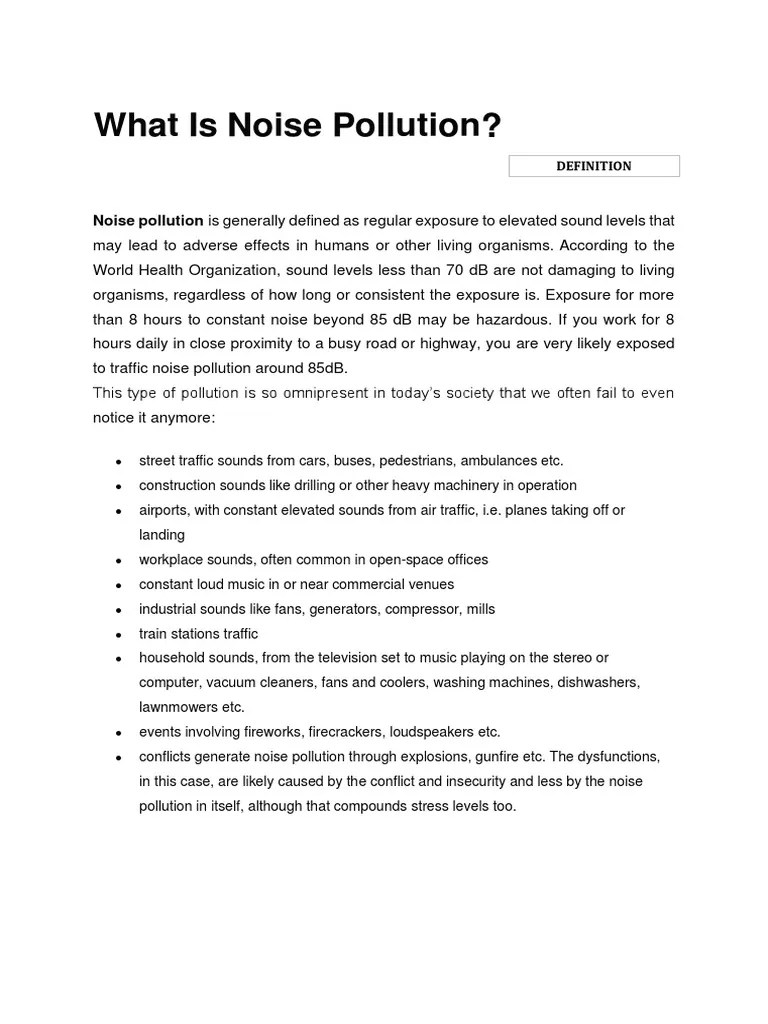 Noise Pollution | PDF | Determinants Of Health | Wellness