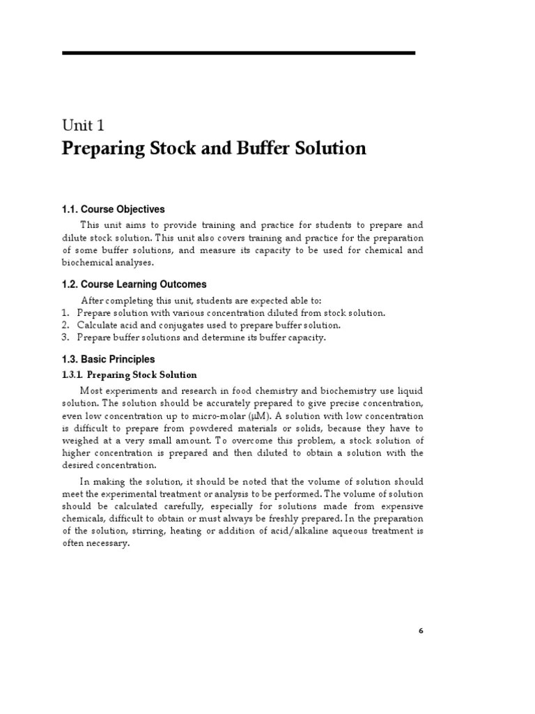 03 Unit 1 Preparing Buffer Solution | PDF | Buffer Solution | Acid ...