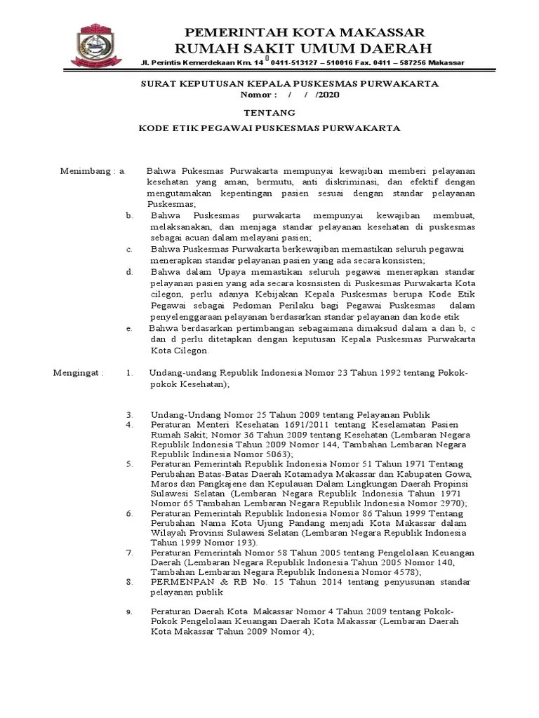 SK Kode Etik Pegawai | PDF