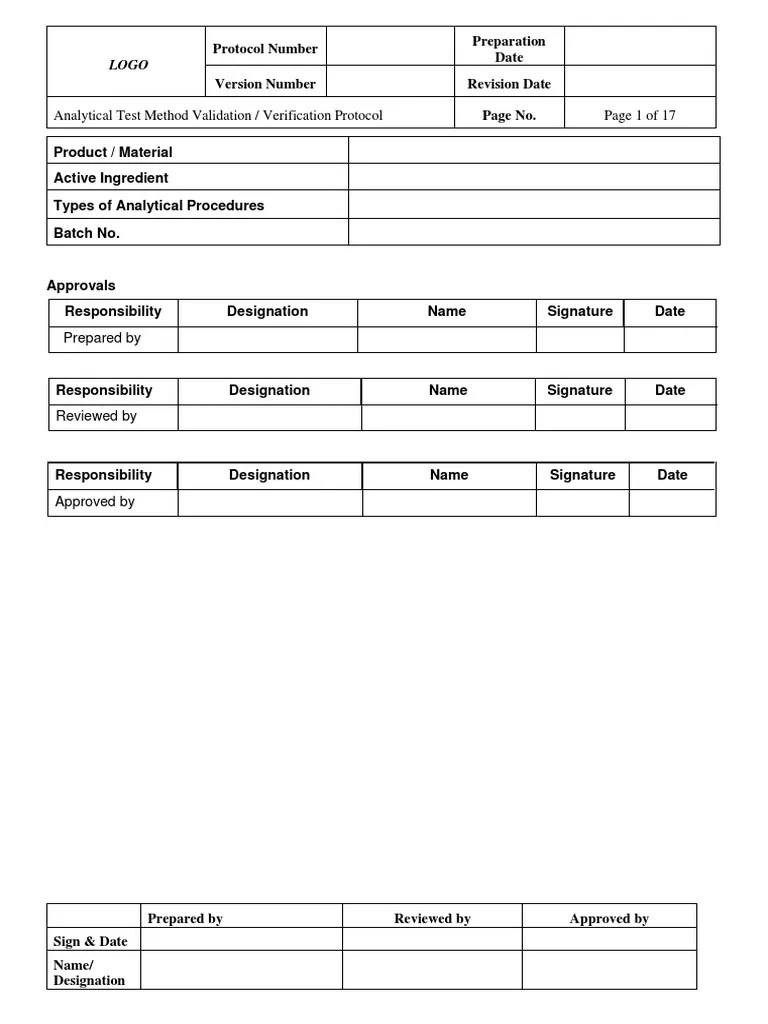 Method Validation Protocol | PDF | Detection Limit | High Performance Liquid Chromatography