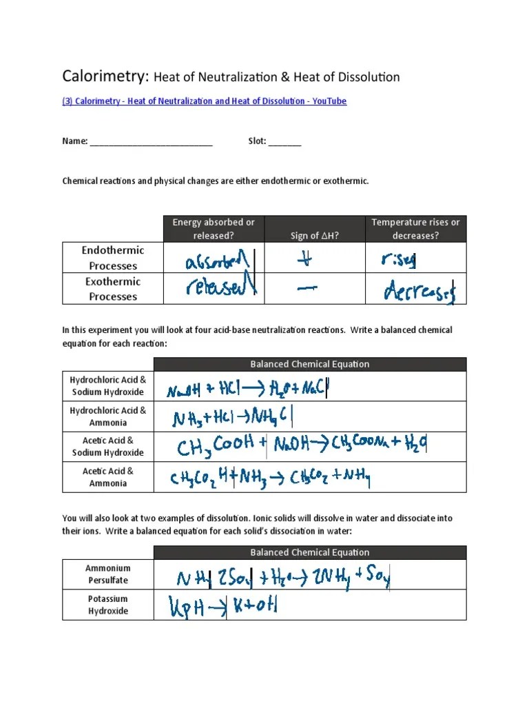 AP Chemistry - Calorimetry Online Lab | Download Free PDF | Sodium Hydroxide | Ammonia