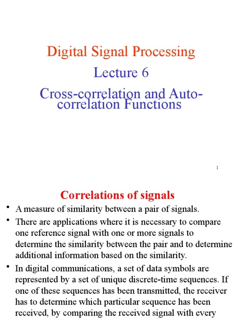 Digital Signal Processing: Cross-Correlation And Auto-Correlation Functions | PDF ...
