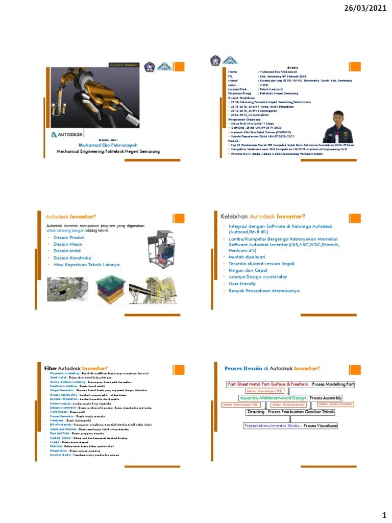 Materi Autodesk Inventor By Muhamad Eko Febriansyah | PDF