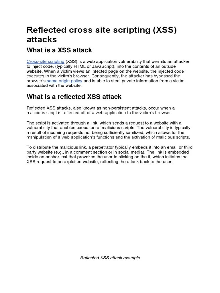 Reflected Cross Site Scripting (XSS) Attacks | Download Free PDF ...