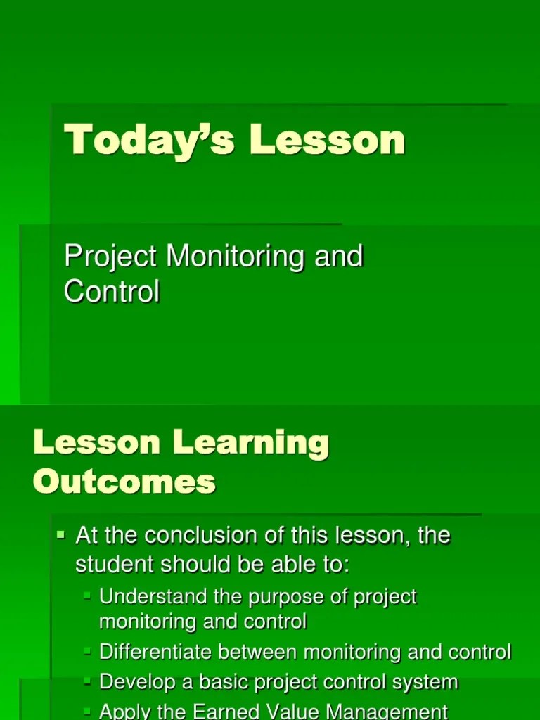 Lesson 5 Project Monitoring And Control | PDF | Business