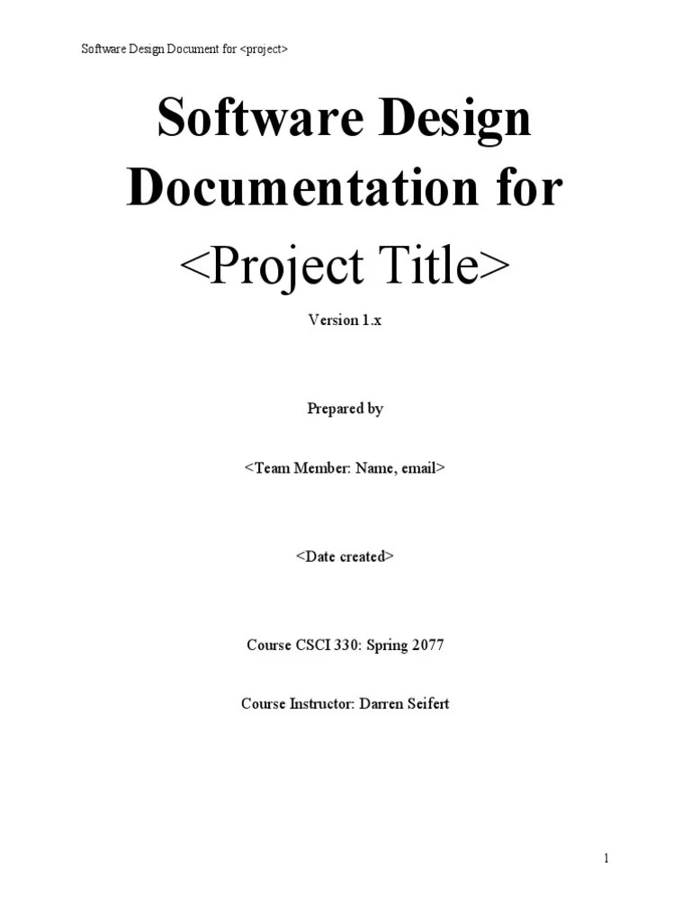 Software Design Document - Template | PDF | System | Class (Computer ...