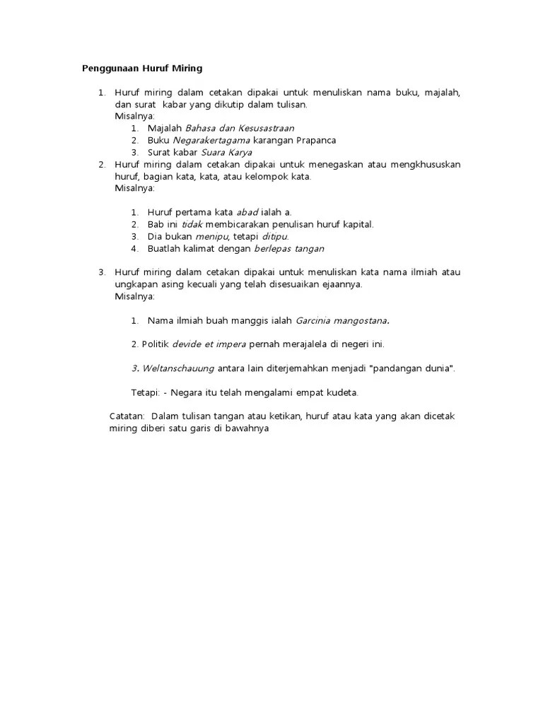 Penggunaan Huruf Miring | PDF