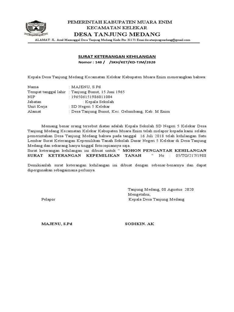 Surat Pernyataan Kehilangan | PDF