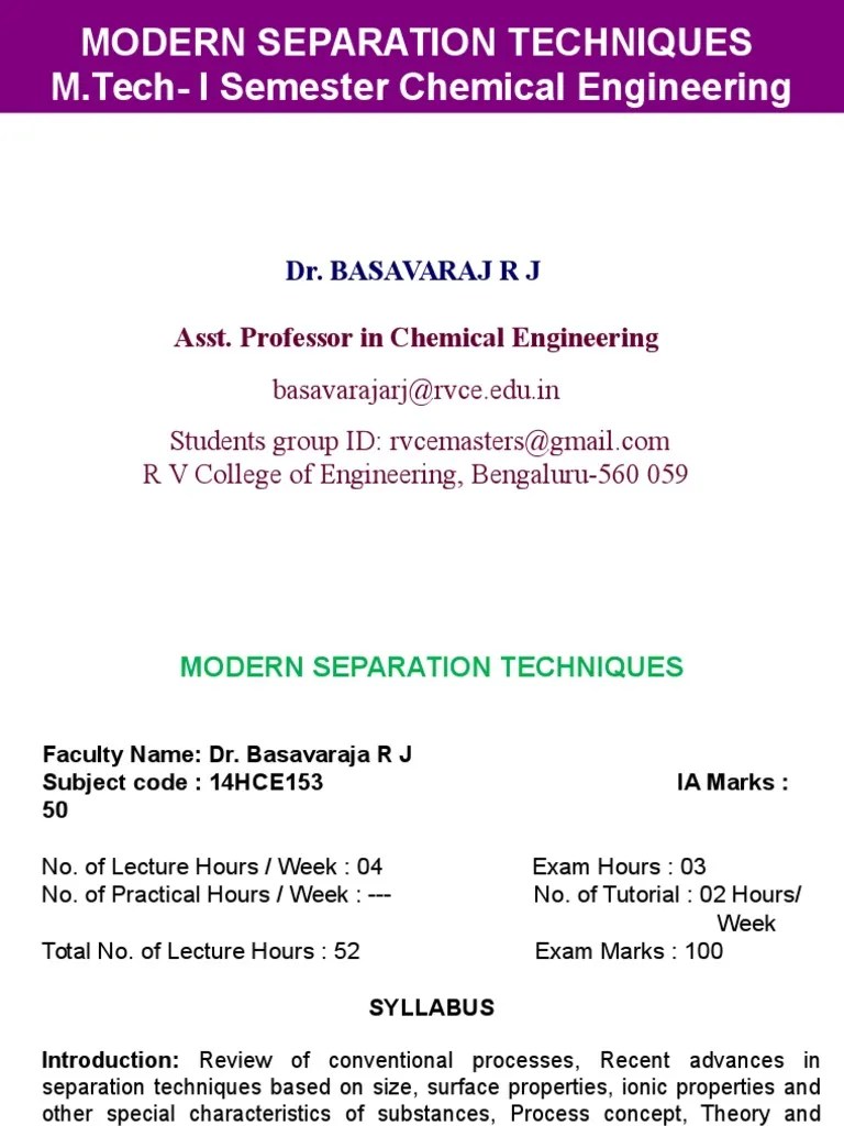 Modern Separation Process | PDF | Filtration | Solution