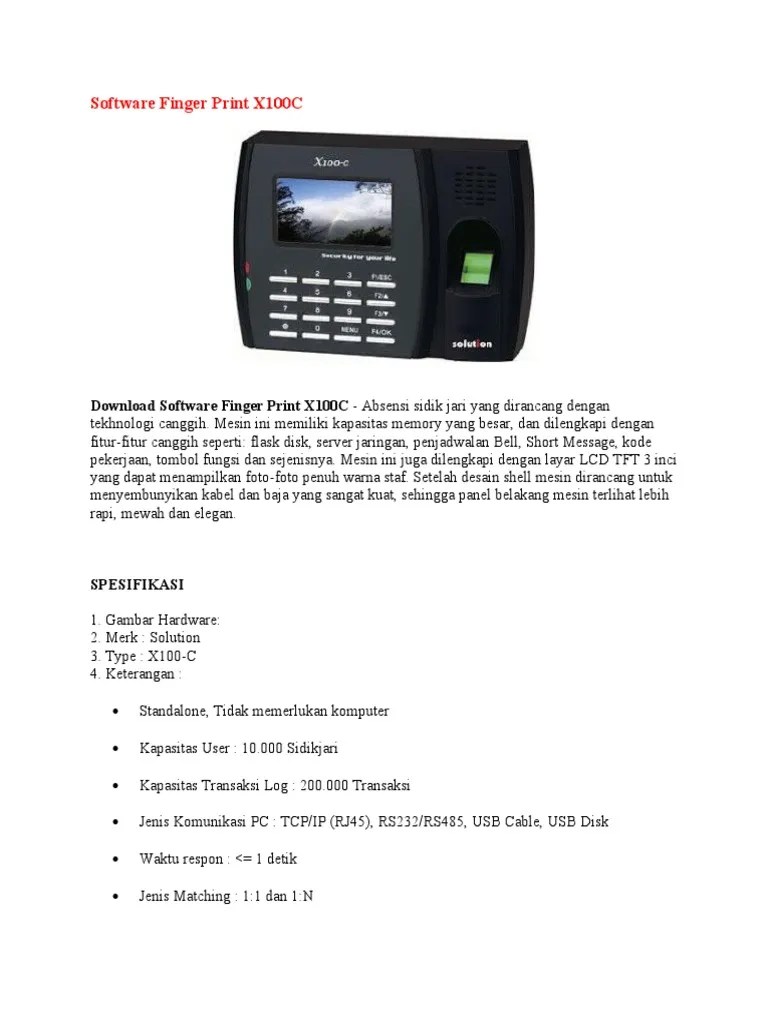 Software Finger Print X100C | PDF