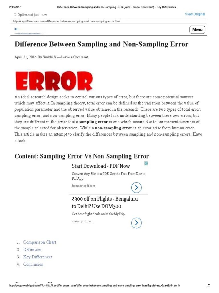 Difference Between Sampling And Non-Sampling Error (With Comparison ...
