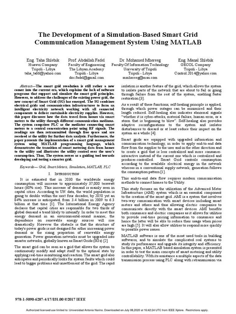 Comunicacion Smart Meter Matlab | PDF | Smart Grid | Electrical Grid