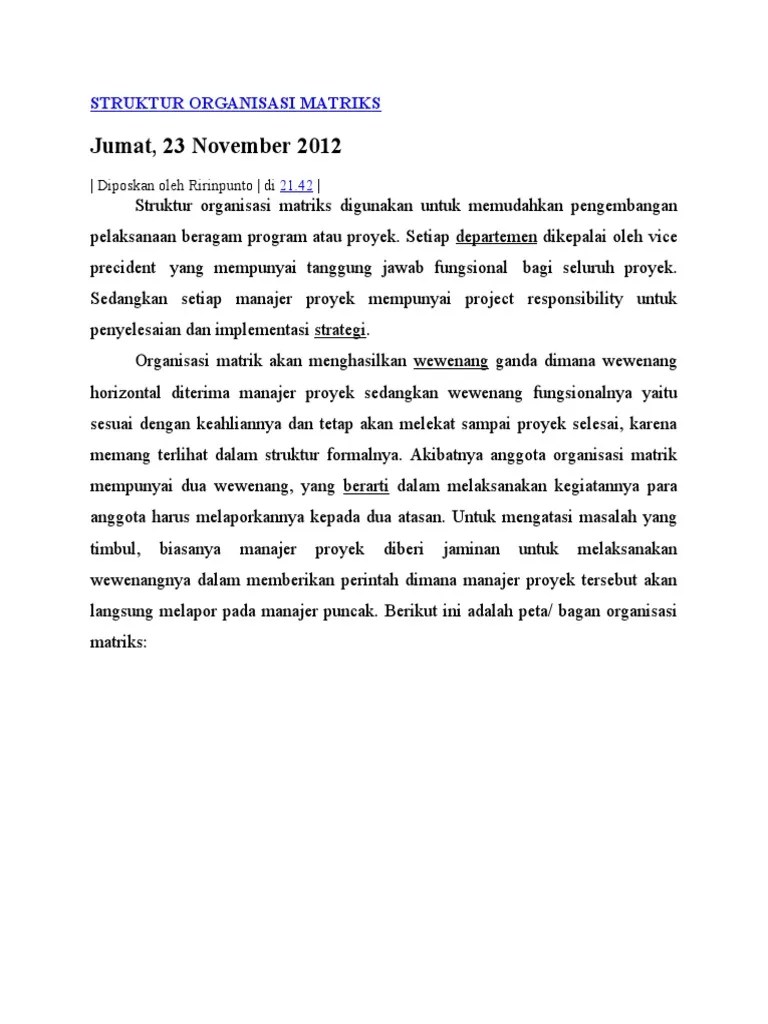 Struktur Organisasi Matriks | PDF