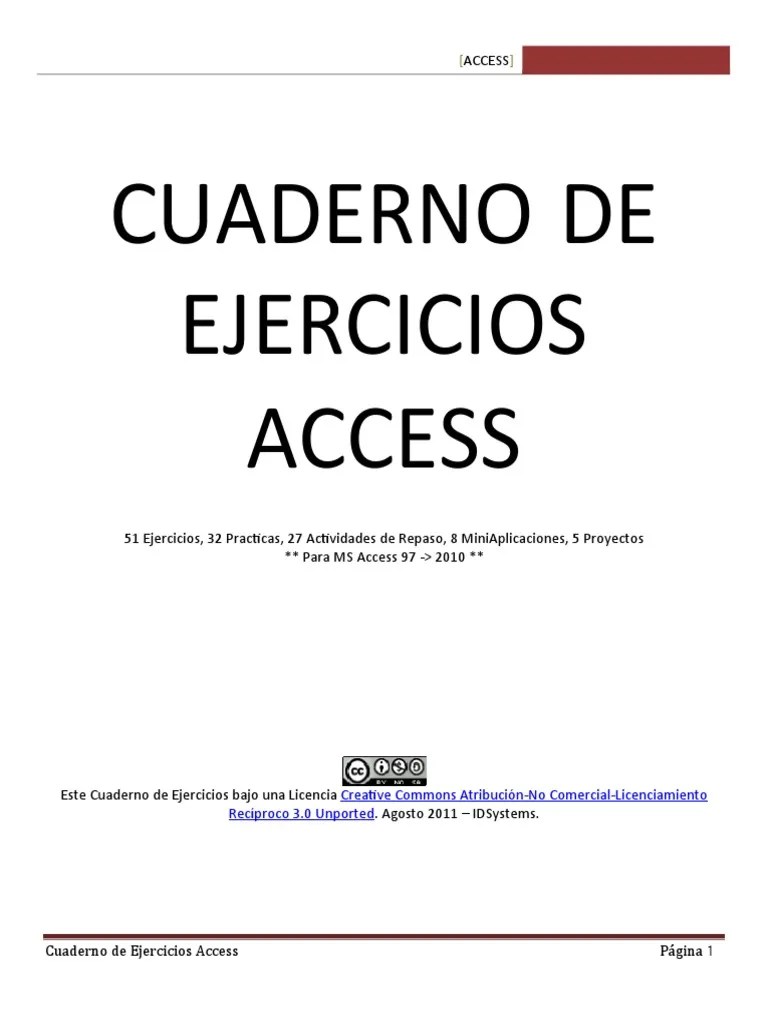 Cuaderno De Ejercicios Access | PDF | Archivo De Computadora | Bases De ...