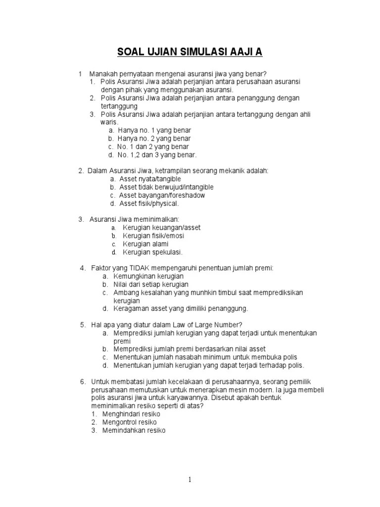 Simulasi AAJI Set A | PDF