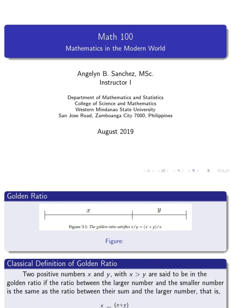 Math 100: Mathematics In The Modern World | PDF | Ratio | Rectangle