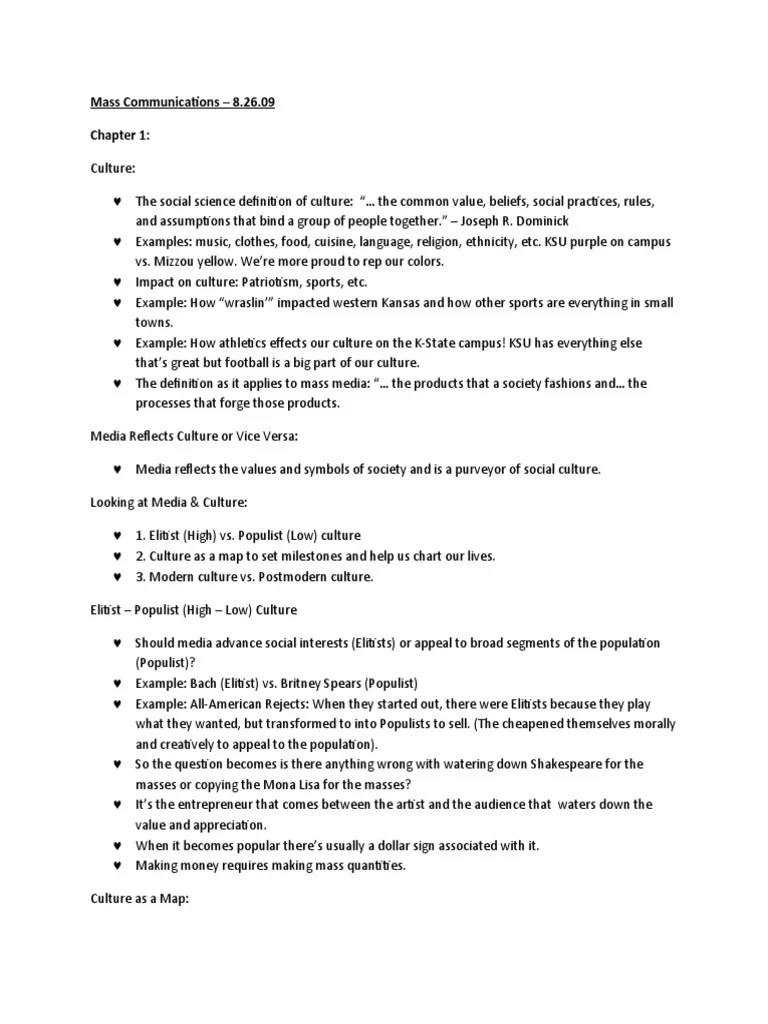 Mass Communications - 8.26.09 | PDF | Popular Culture & Media Studies | Social Media