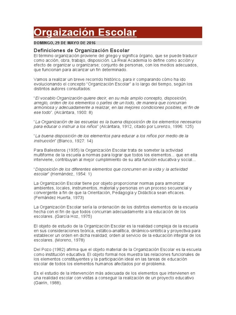 Organización Escolar | PDF | La Naturaleza Humana | Cognición