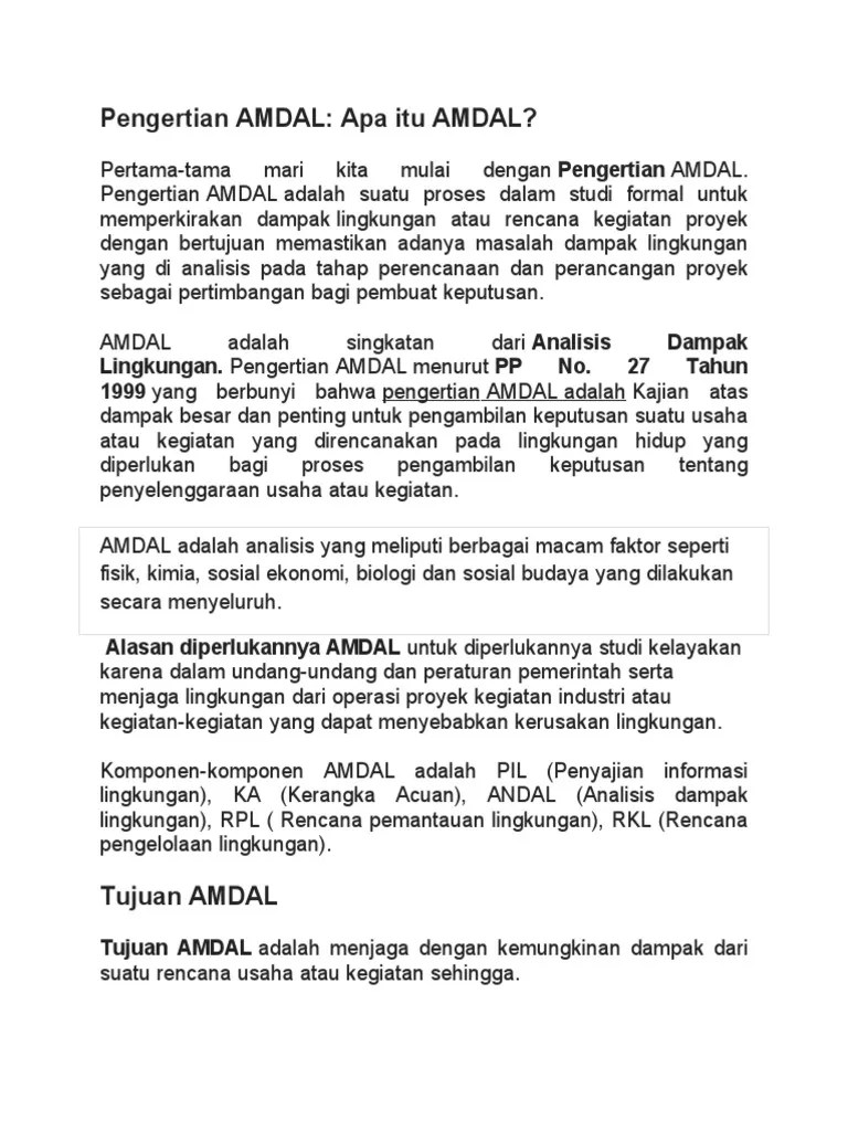 Bahan Tugas Amdal Hukum Lingkungan | PDF