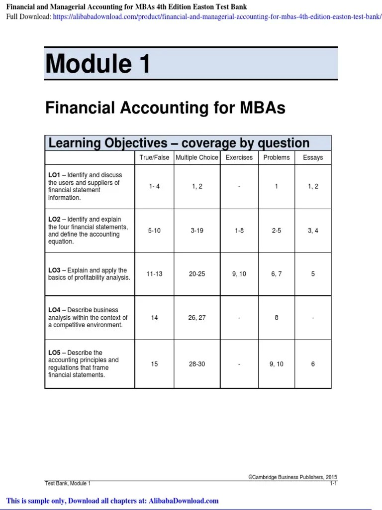 Financial And Managerial Accounting For Mbas 4th Edition Easton Test Bank 191001163059 | PDF ...