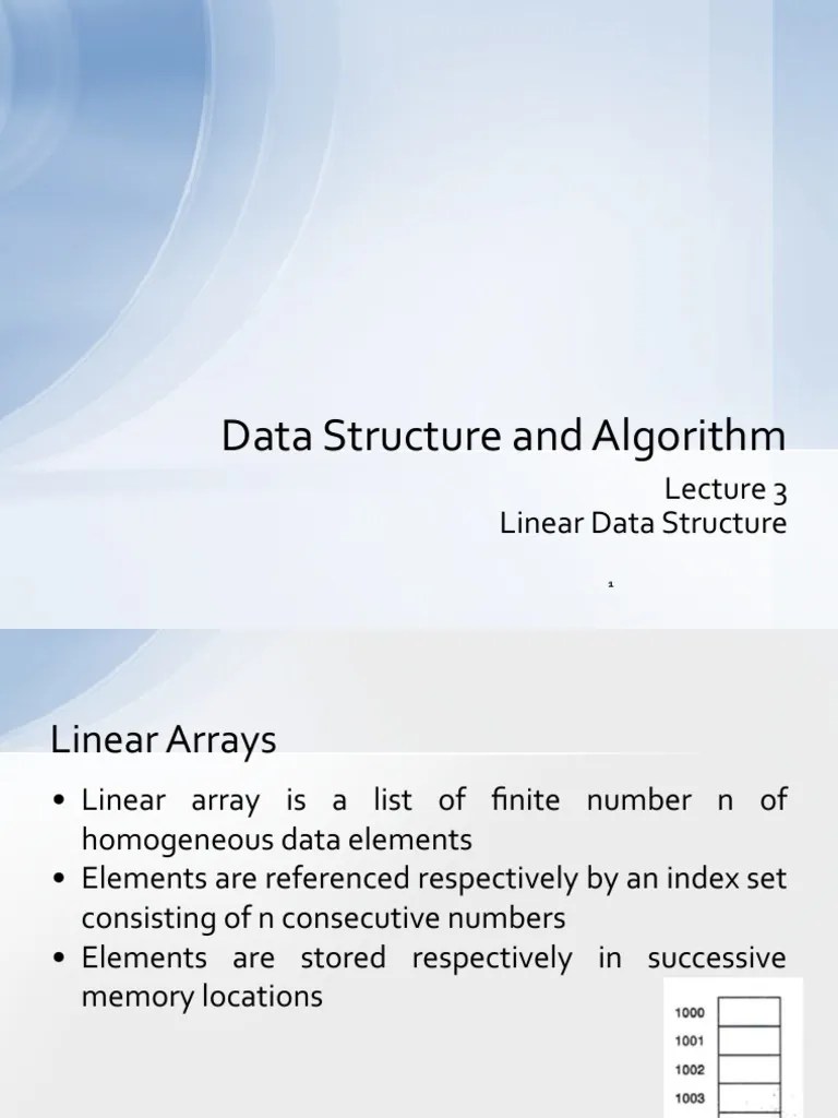 Linear Data Structure Final | PDF | Array Data Structure | Algorithms And Data Structures