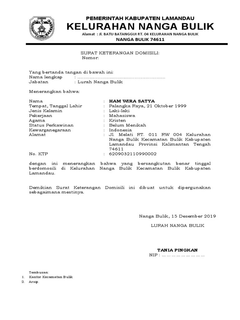 Surat Keterangan Domisili | PDF