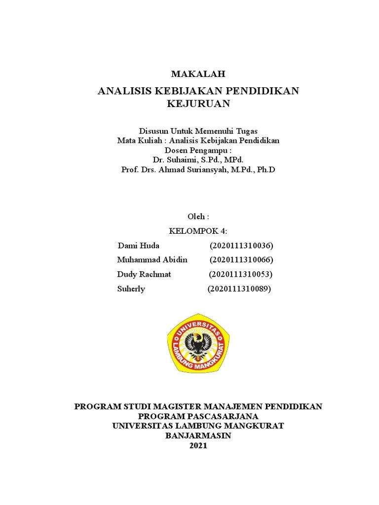MAKALAH KEL 4 Analisis Kebijakan Pendidikan Kejuruan | PDF