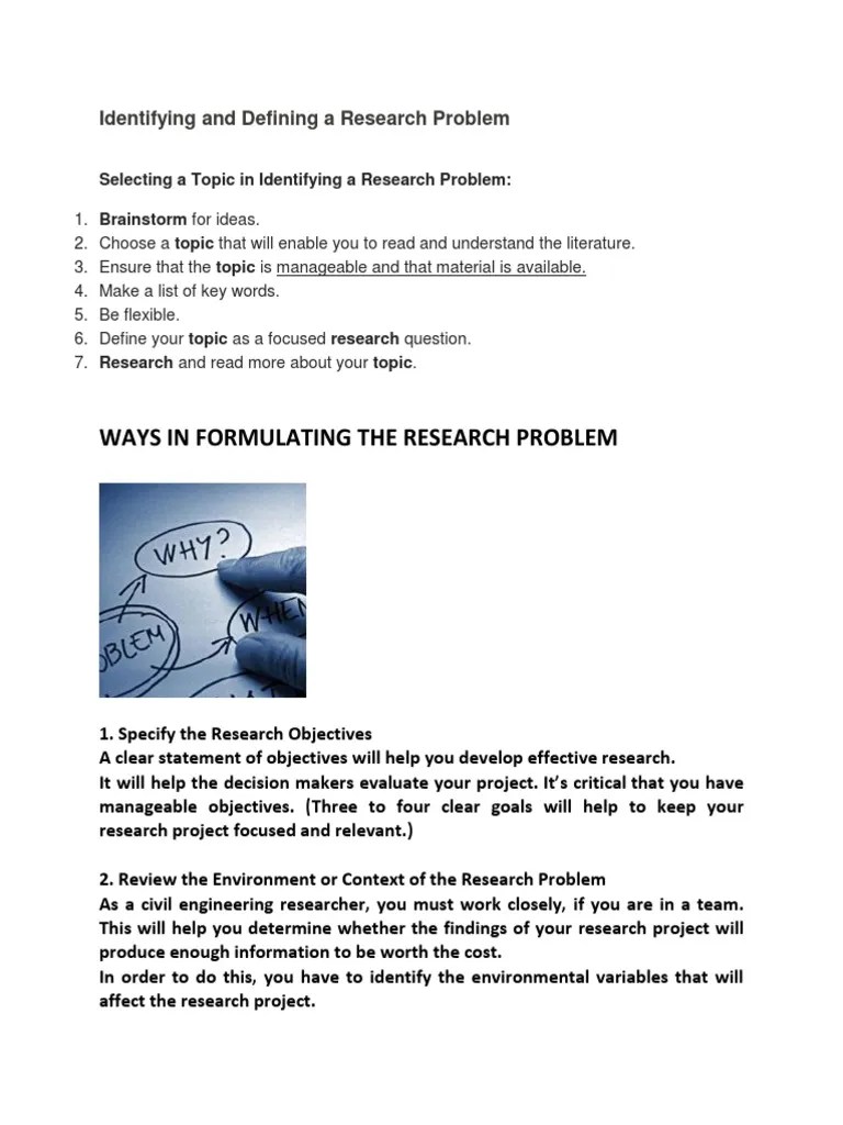 Identifying And Defining A Research Problem | PDF | Psychology | Human ...