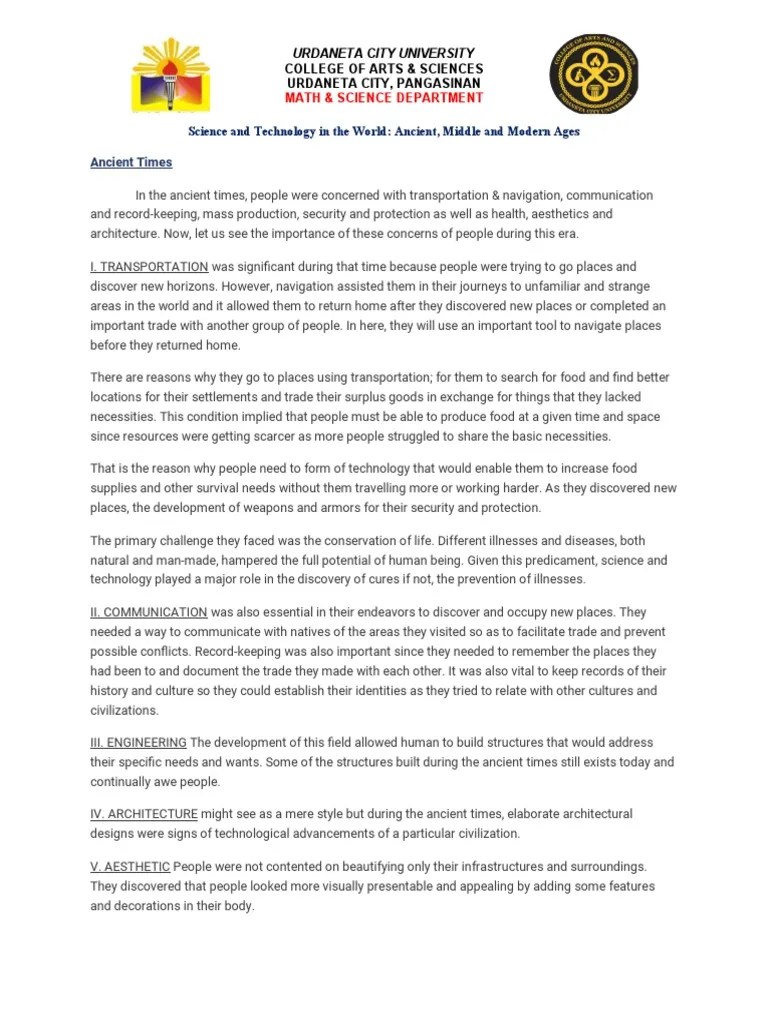 05 Science And Technology In The World - Ancient Middle And Modern Ages ...