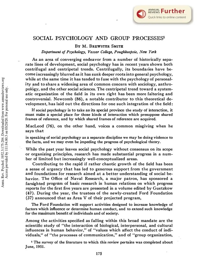 Social Psychology And Group Process | PDF | Perception | Social Psychology