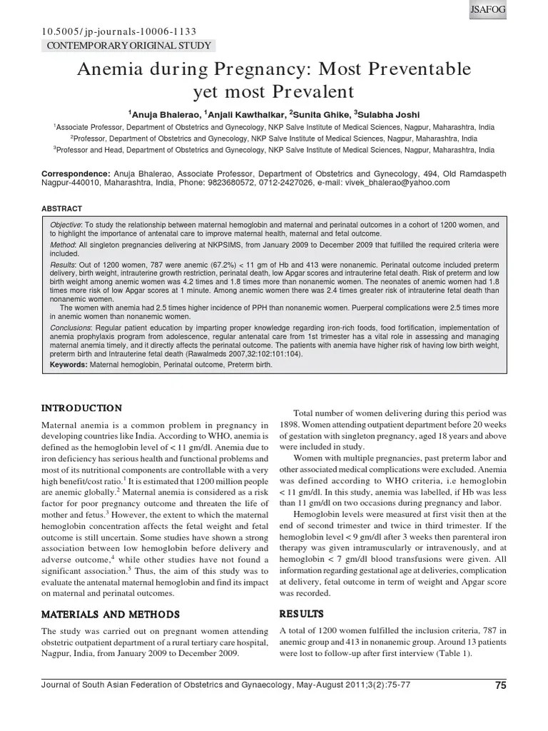 Anemia During Pregnancy Preventable | PDF | Prenatal Development | Pregnancy
