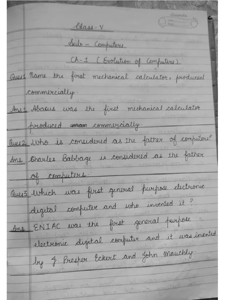 Class-5, CH - Evolution Of Computers | PDF