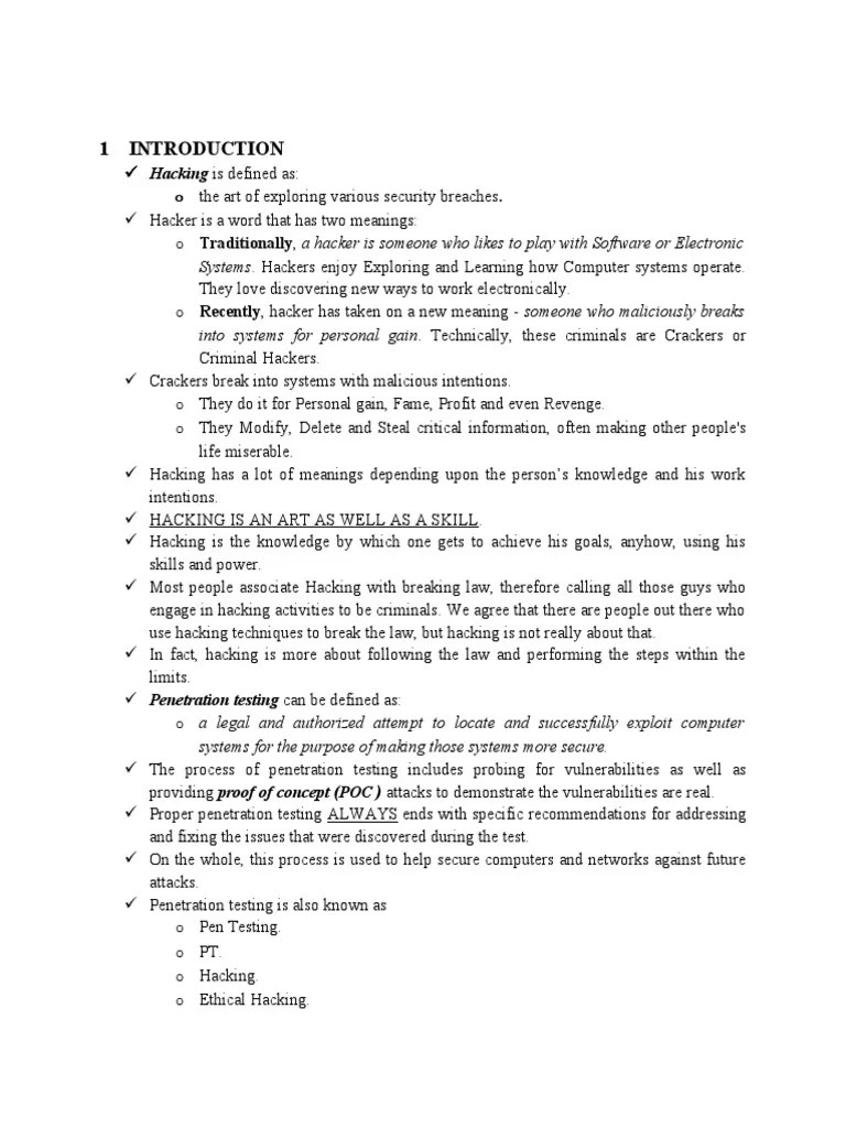 Introduction To Ethical Hacking | PDF | Security Hacker | White Hat ...