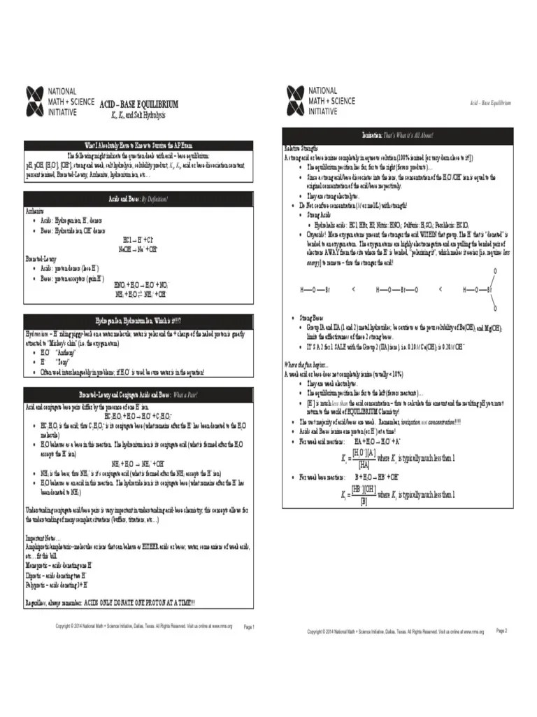 Ap Chem Unit 8 Review Packet | PDF | Buffer Solution | Acid