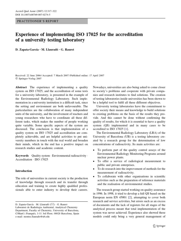 Experiencia De Implementación De ISO 17025 Para La Acreditación De Un ...