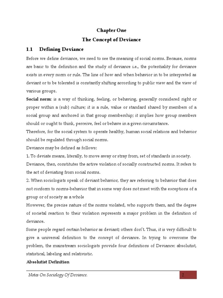 Sociology Of Deviance | PDF | Deviance (Sociology) | Sociology