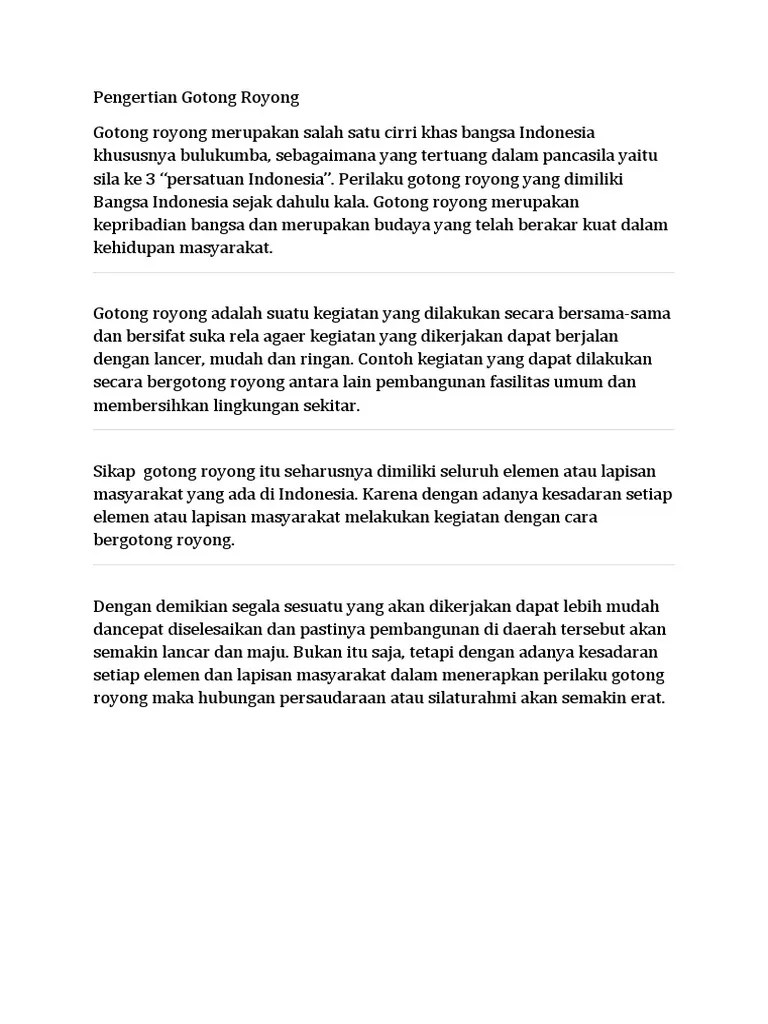 Dalam peraturan ini yang dimaksud dengan :. Pengertian Gotong Royong Pdf